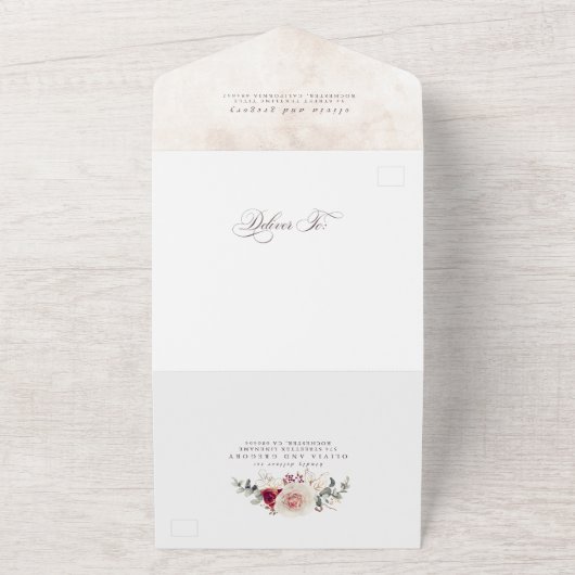 Invitation Tout En Un Fleurs d'ombre Terre Élégant Mariage Boho (Dehors)