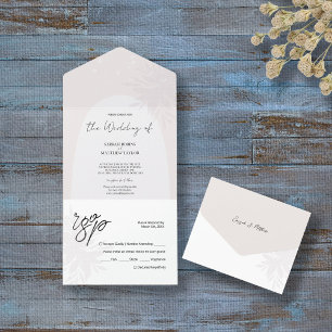 Invitation Tout En Un Fleurs élégantes romantiques en dentelle blanche