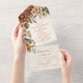 Invitation Tout En Un Fleurs en terre cuite rouille Mariage de automne o (Déchirure)