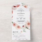 Invitation Tout En Un Fleurs et Eucalyptus Feuille Mariage (À l'intérieur)