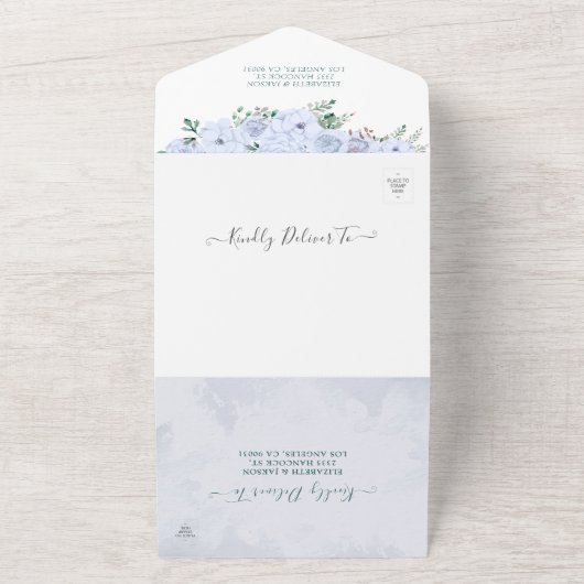 Invitation Tout En Un Fleurs Feuilles d'aquarelle Mariage botanique RSVP (Dehors)