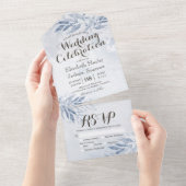 Invitation Tout En Un Fleurs Feuilles d'aquarelle Mariage botanique RSVP (Déchirure)