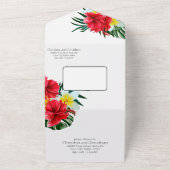 Invitation Tout En Un Fleurs hawaïennes tropicales sur blanc élégant (Dehors)