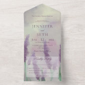 Invitation Tout En Un Fleurs Lilac modernes au dîner vert Sage (À l'intérieur)