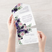 Invitation Tout En Un Fleurs luxuriantes | Entree Mariage rose pourpre (Déchirure)