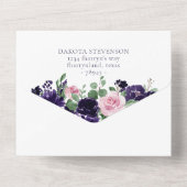 Invitation Tout En Un Fleurs luxuriantes | Entree Mariage rose pourpre (Verso)