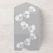 Invitation Tout En Un Fleurs Motif Gris Blanc Mariage  (Dehors)