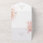 Invitation Tout En Un Fleurs roses Aquarelle Mariage Floral (Dehors)