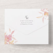 Invitation Tout En Un Fleurs roses Aquarelle Mariage Floral (Verso)