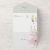 Invitation Tout En Un Fleurs roses en teinte rustique rosée (Dehors)