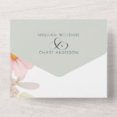 Invitation Tout En Un Fleurs roses en teinte rustique rosée (Verso)