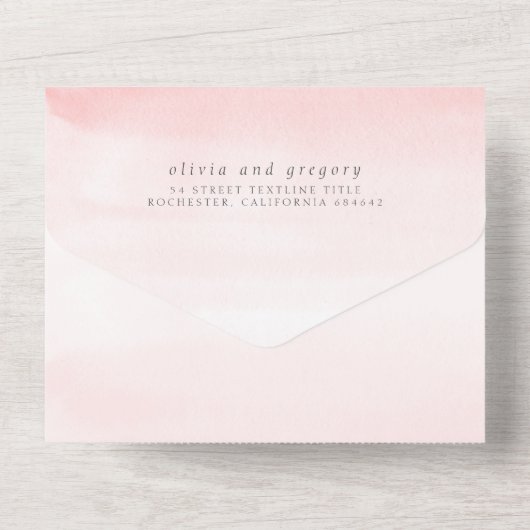 Invitation Tout En Un Fleurs roses et Mariage en laiton Pampas (Verso)