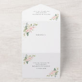 Invitation Tout En Un Fleurs roses, Fleurs blanches, Verdure, Mariage (Dehors)