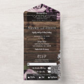 Invitation Tout En Un Fleurs Roses Mauve Rose Glacé Broderie Mariage Boi (À l'intérieur)