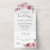Invitation Tout En Un Fleurs Roses poussiéreuses Blush rose rose rose ma (À l'intérieur)