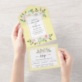 Invitation Tout En Un Fleurs roses sauvages beurre mariage fleuri jaune (Déchirure)