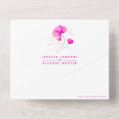 Invitation Tout En Un Fleurs roses tourbillon gris photo de mariage à l' (Verso)