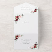 Invitation Tout En Un Fleurs Rouges Bourgogne, Fleurs Roses, Douces 16 (Dehors)