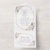 Invitation Tout En Un Fleurs Rouges, Fleurs Roses, Boho, Baby shower (À l'intérieur)