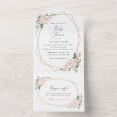 Invitation Tout En Un Fleurs Rouges, Fleurs Roses, Boho, Baby shower (À l'intérieur)