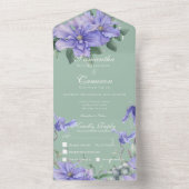 Invitation Tout En Un Fleurs Rustiques et dîner vert papillon (À l'intérieur)