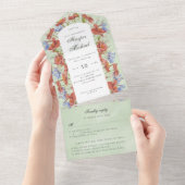 Invitation Tout En Un Fleurs sauvages aquarelle rsvp joint mariage tout  (Déchirure)