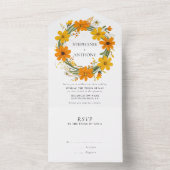 Invitation Tout En Un Fleurs sauvages orange et jaune Mariage de couronn (À l'intérieur)
