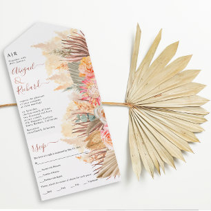 Invitation Tout En Un Fleurs séchées, pampas herbe et feuille de palme m