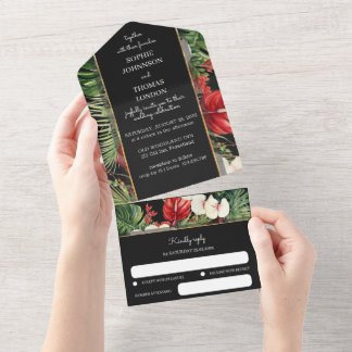 Invitation Tout En Un Fleurs tropicales en un mariage Inviter