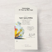 Invitation Tout En Un Fleurs tropicales Mariage Anniversaire Renouveau d (À l'intérieur)