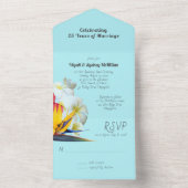 Invitation Tout En Un Fleurs tropicales Mariage Anniversaire Renouveau d (À l'intérieur)