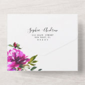 Invitation Tout En Un Fleurs violettes et Mariage Feuille verdoyant (Verso)