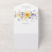 Invitation Tout En Un Fleurs violettes, Fleurs Jaunes, Boho, Baby shower (Dehors)