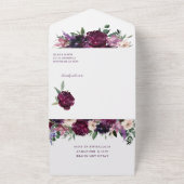 Invitation Tout En Un Fleurs violettes luxuriantes | Mariage romantique  (Dehors)