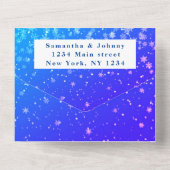 Invitation Tout En Un Flocons de neige Noël Bleu Mariage Hiver Wonderlan (Verso)