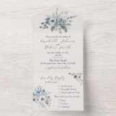 Invitation Tout En Un Floral bleu d'hiver (À l'intérieur)