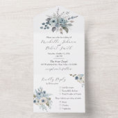 Invitation Tout En Un Floral bleu d'hiver (À l'intérieur)