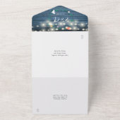 Invitation Tout En Un Floral Bleu Rustique Bois Chaîne Lumière Mariage (Dehors)