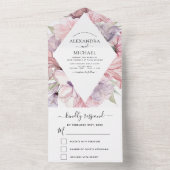 Invitation Tout En Un Floral Boho Dusty Rose Violet Mariage RSVP (À l'intérieur)