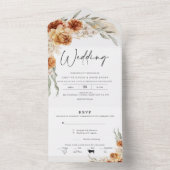 Invitation Tout En Un Floral Boho Orange Brûlé en un seul Mariage (À l'intérieur)