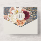 Invitation Tout En Un Floral Bourgogne et Mariage bleu Dusty (Verso)