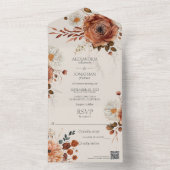Invitation Tout En Un Floral d'automne rustique sur code QR beige (À l'intérieur)
