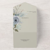 Invitation Tout En Un Floral d'hiver bleu glace sur Sage vert QR Code (Dehors)
