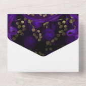 Invitation Tout En Un Floral gothique violet Mariage foncé (Verso)