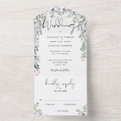 Invitation Tout En Un Floral Greenery Élégant Mariage Script (À l'intérieur)