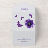 Invitation Tout En Un Floral gris violet en un seul mariage Inviter (Dehors)