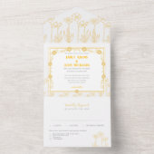 Invitation Tout En Un Floral Jaune et Mariage blanc (À l'intérieur)