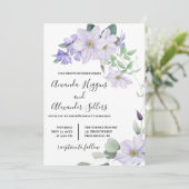 Invitation Tout en un Floral Lilac clematis mariage (Debout devant)