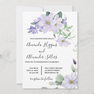 Invitation Tout en un Floral Lilac clematis mariage