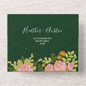 Invitation Tout En Un Floral Mariage vert foncé Botanique (Verso)
